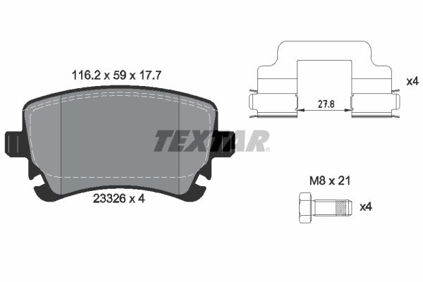 TEXTAR Piduriklotsi komplekt,ketaspidur 2332601