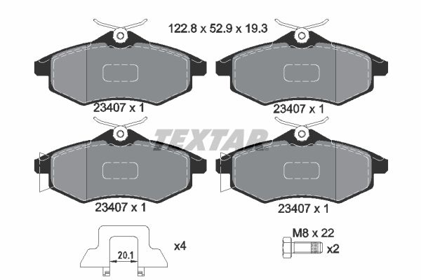 TEXTAR Комплект тормозных колодок, дисковый тормоз 2340702