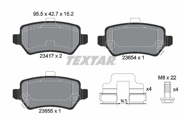 TEXTAR Комплект тормозных колодок, дисковый тормоз 2341703