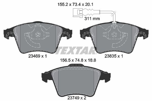 TEXTAR Комплект тормозных колодок, дисковый тормоз 2346901