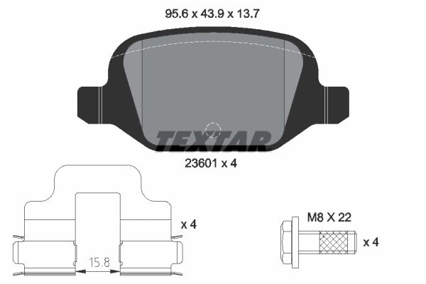 TEXTAR Комплект тормозных колодок, дисковый тормоз 2360102