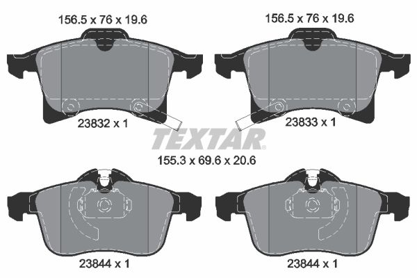 TEXTAR Комплект тормозных колодок, дисковый тормоз 2383201