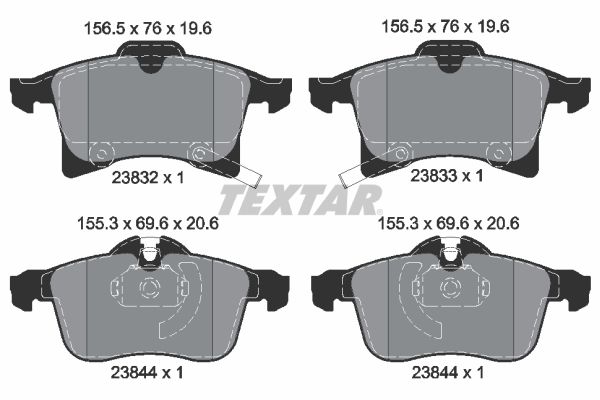 TEXTAR Комплект тормозных колодок, дисковый тормоз 2383281