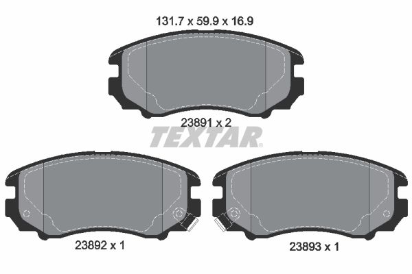 TEXTAR Комплект тормозных колодок, дисковый тормоз 2389101