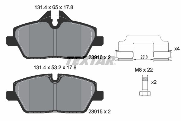 TEXTAR Piduriklotsi komplekt,ketaspidur 2391601