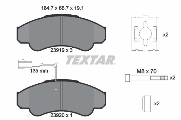 TEXTAR Комплект тормозных колодок, дисковый тормоз 2391901