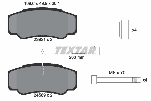 TEXTAR Комплект тормозных колодок, дисковый тормоз 2392103