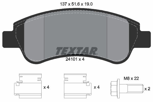 TEXTAR Комплект тормозных колодок, дисковый тормоз 2410101
