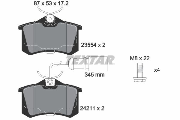 TEXTAR Комплект тормозных колодок, дисковый тормоз 2421101