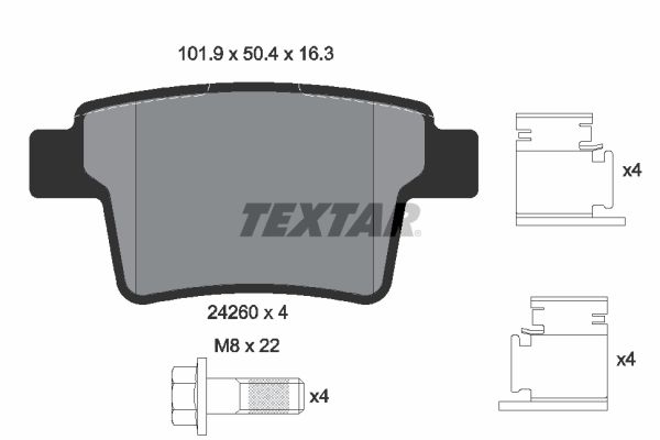 TEXTAR Комплект тормозных колодок, дисковый тормоз 2426001