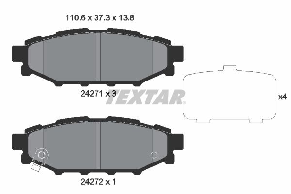 TEXTAR Комплект тормозных колодок, дисковый тормоз 2427101
