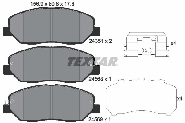 TEXTAR Комплект тормозных колодок, дисковый тормоз 2435101