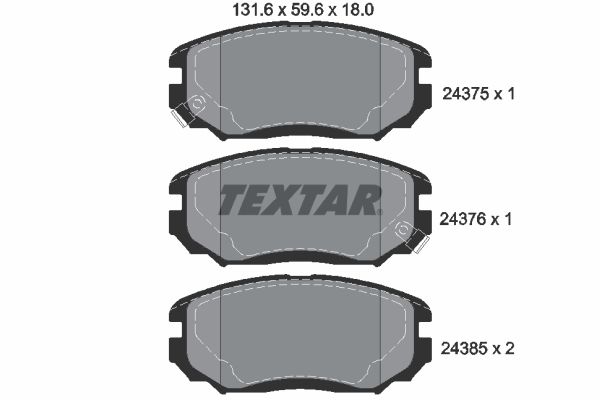 TEXTAR Комплект тормозных колодок, дисковый тормоз 2437501