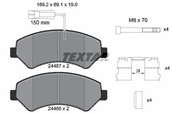 TEXTAR Комплект тормозных колодок, дисковый тормоз 2446703
