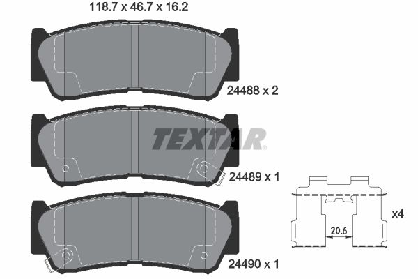 TEXTAR Piduriklotsi komplekt,ketaspidur 2448801