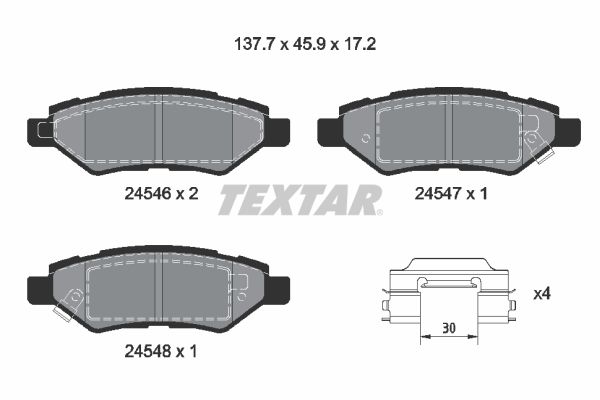 TEXTAR Комплект тормозных колодок, дисковый тормоз 2454601