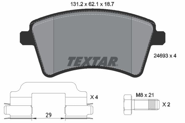 TEXTAR Piduriklotsi komplekt,ketaspidur 2469301