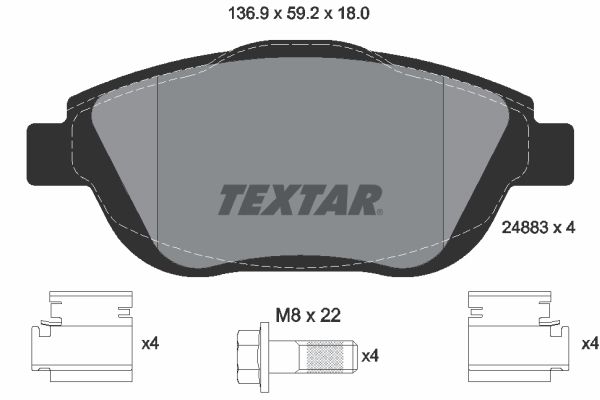 TEXTAR Комплект тормозных колодок, дисковый тормоз 2488301