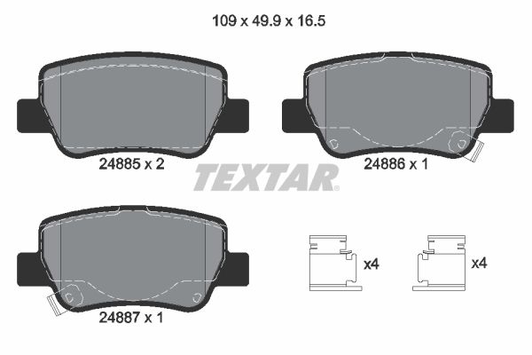 TEXTAR Комплект тормозных колодок, дисковый тормоз 2488501