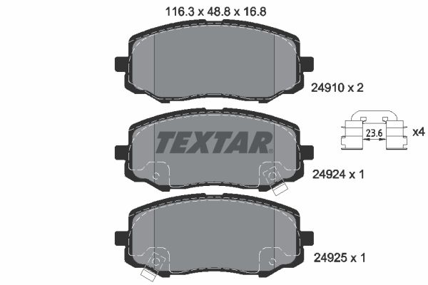 TEXTAR Комплект тормозных колодок, дисковый тормоз 2491001