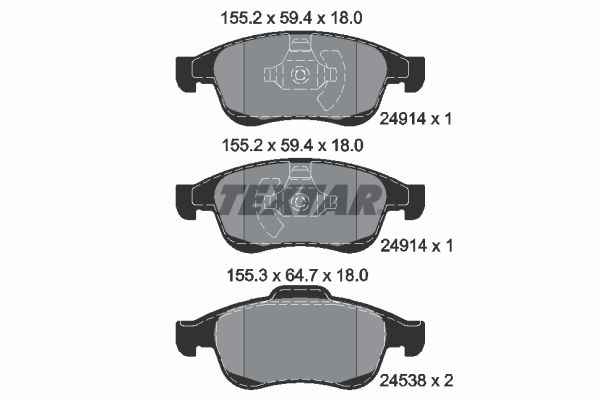 TEXTAR Комплект тормозных колодок, дисковый тормоз 2491401