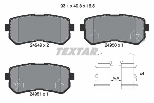 TEXTAR Комплект тормозных колодок, дисковый тормоз 2494901