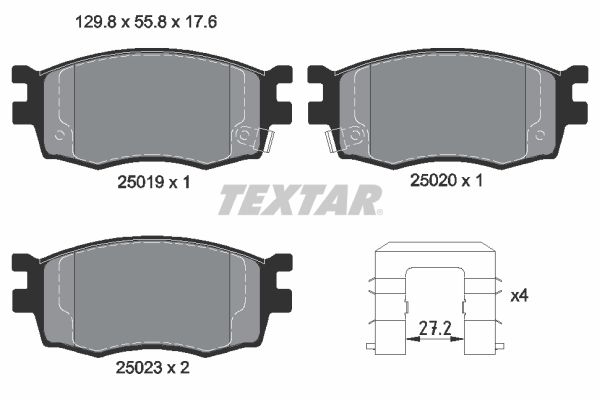 TEXTAR Комплект тормозных колодок, дисковый тормоз 2501901