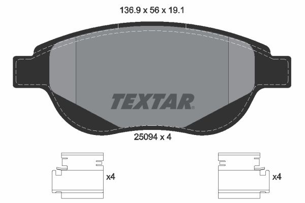 TEXTAR Комплект тормозных колодок, дисковый тормоз 2509401