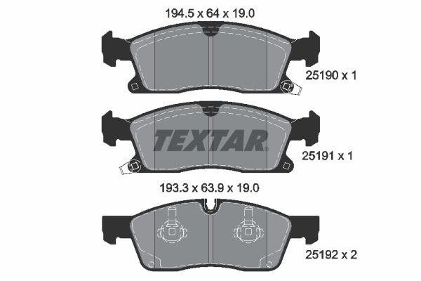 TEXTAR Комплект тормозных колодок, дисковый тормоз 2519002