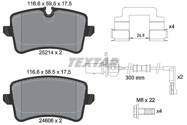 TEXTAR Комплект тормозных колодок, дисковый тормоз 2521401
