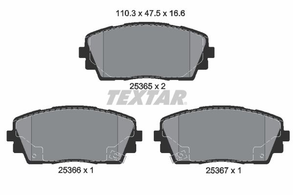 TEXTAR Комплект тормозных колодок, дисковый тормоз 2536501