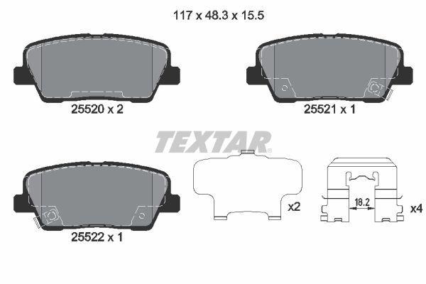 TEXTAR Комплект тормозных колодок, дисковый тормоз 2552001