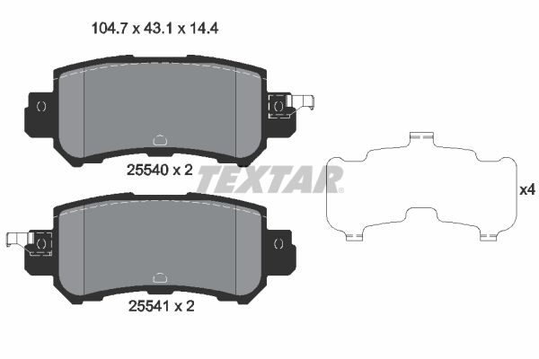 TEXTAR Комплект тормозных колодок, дисковый тормоз 2554001