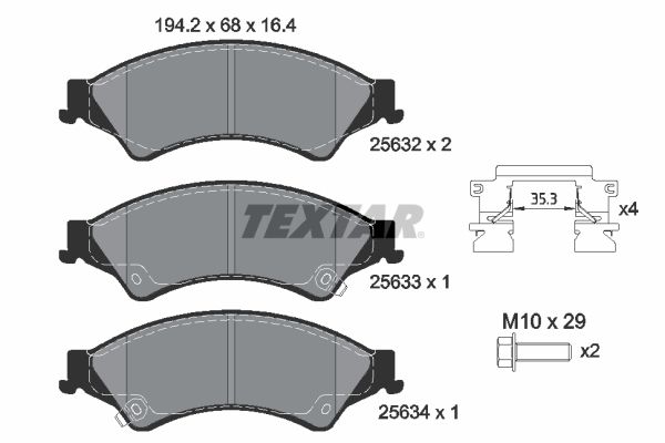 TEXTAR Комплект тормозных колодок, дисковый тормоз 2563201