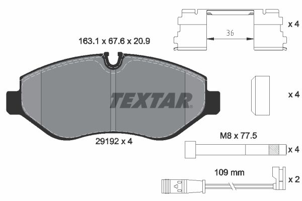 TEXTAR Комплект тормозных колодок, дисковый тормоз 2919202