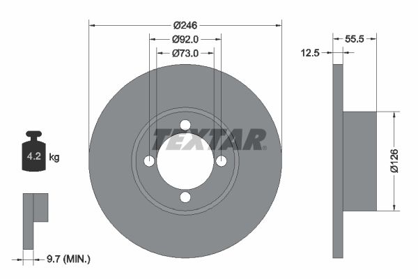 TEXTAR Тормозной диск 92010700