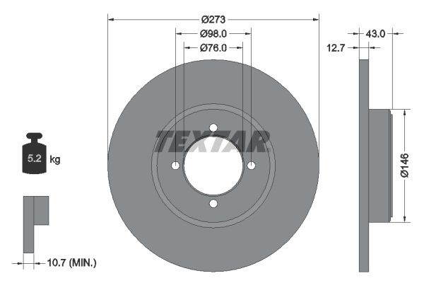 TEXTAR Тормозной диск 92011400