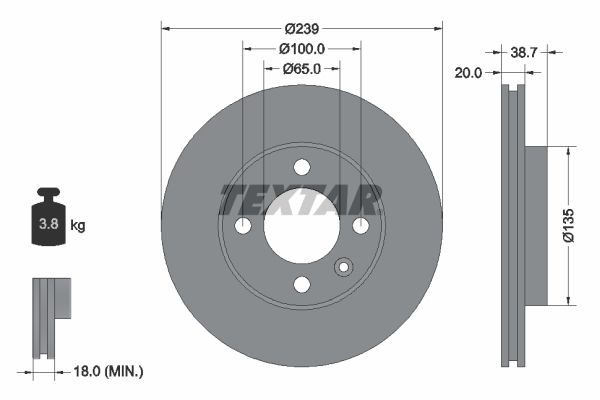 TEXTAR Тормозной диск 92012100