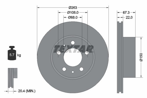 TEXTAR Тормозной диск 92018600