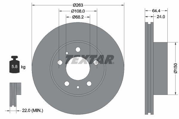 TEXTAR Тормозной диск 92021800