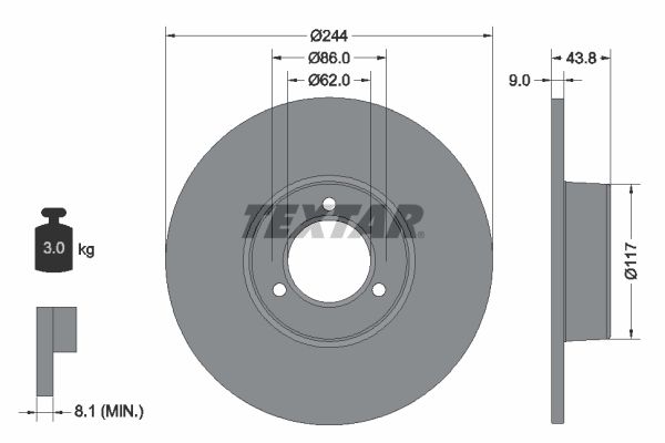 TEXTAR Тормозной диск 92022100