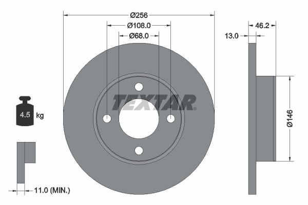TEXTAR Тормозной диск 92025900