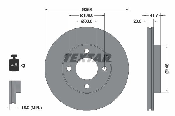 TEXTAR Тормозной диск 92026200