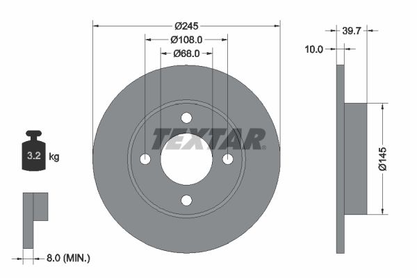TEXTAR Тормозной диск 92026300