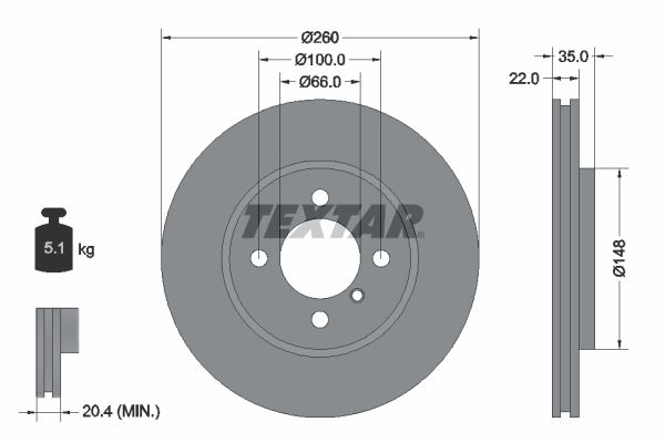 TEXTAR Тормозной диск 92026500