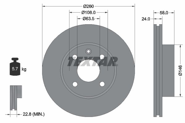 TEXTAR Тормозной диск 92027300