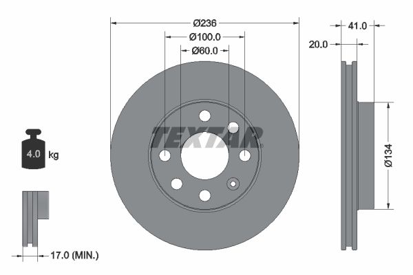 TEXTAR Тормозной диск 92029603