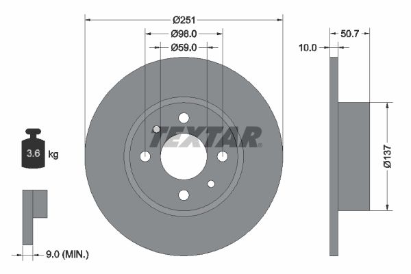 TEXTAR Тормозной диск 92034203