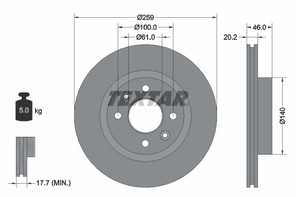 TEXTAR Тормозной диск 92036400