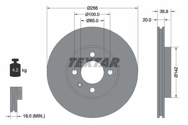 TEXTAR Тормозной диск 92036803